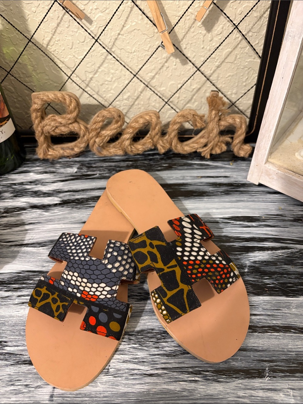 Stylish Patterned Slide Sandals for Women - Multicolor